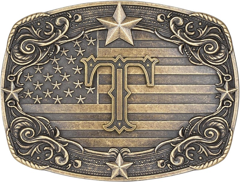 Flipslo Store Western Belt Buckle for Men Women Initial Letter A to Z Cowboy Belt Buckle Texas Buckle hebillas vaqueras para hombre - Image 1